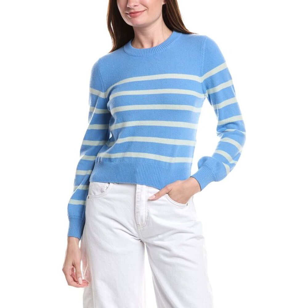 &Isla Womens  Frankie Stripe Cashmere Top, Blue